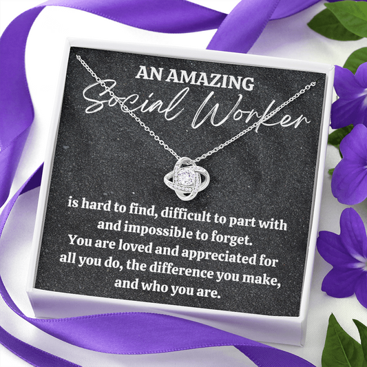 Social Worker Gift, Appreciation Gift For A Social Worker, Love Knot Necklace, Personalized Social Worker Gift, Jewelry