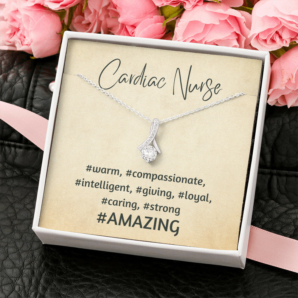 Cardiac Nurse Gift, Appreciation Gift, Ribbon Pendant Necklace Gift, Caregiver Gift