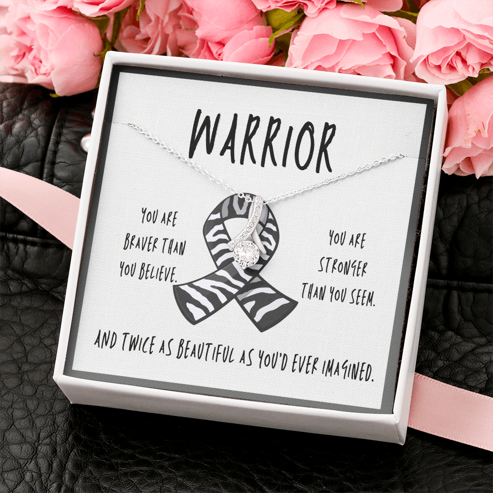 Carcinoid Cancer Warrior Ribbon Pendant Necklace Gift