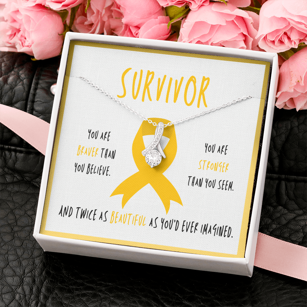 Appendix Cancer Survivor Ribbon Pendant Necklace Gift