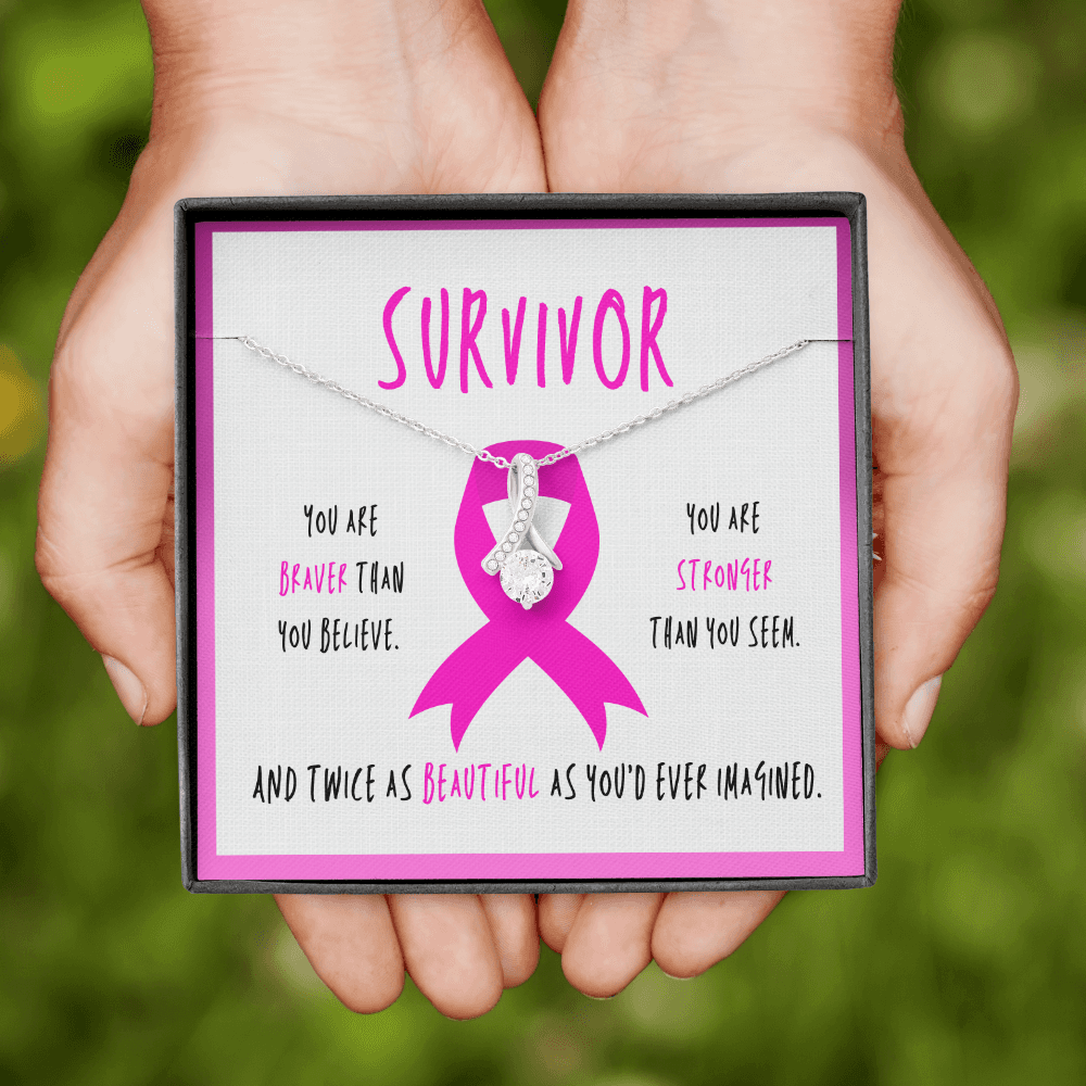 Breast cancer survivor  Ribbon Pendant Necklace Gift