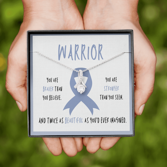 Stomach Cancer Warrior Ribbon Pendant Necklace Gift