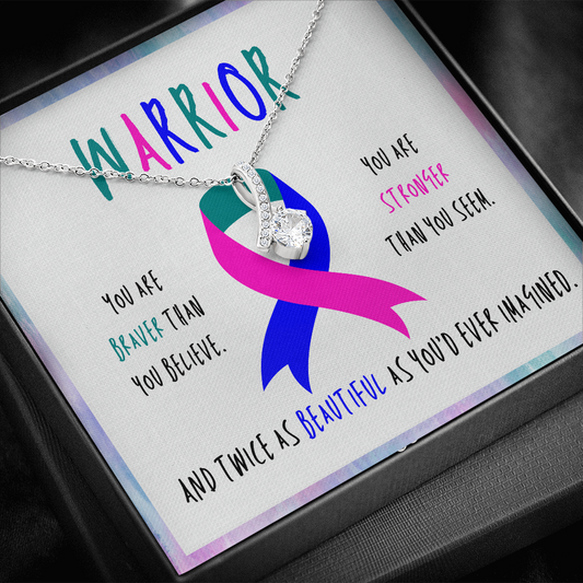 Thyroid Cancer Warrior Ribbon Necklace Gift