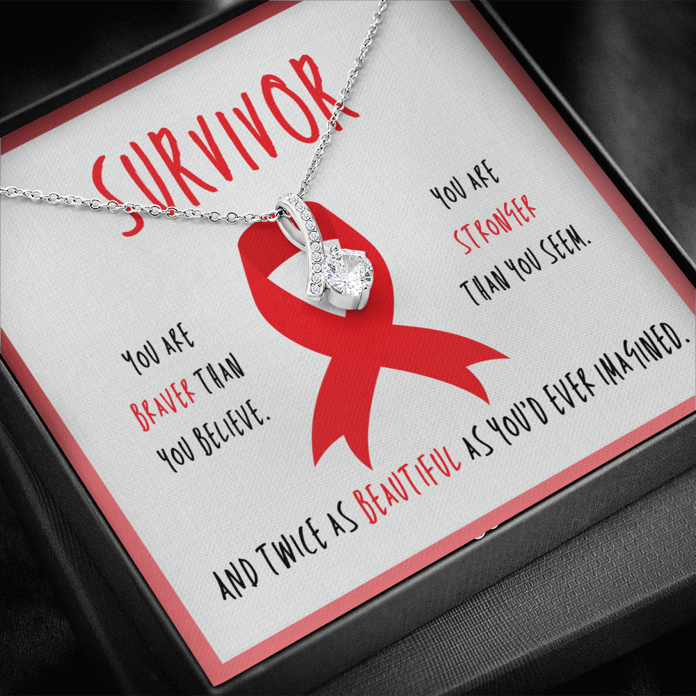 Blood Cancer Survivor Ribbon Pendant Necklace Gift