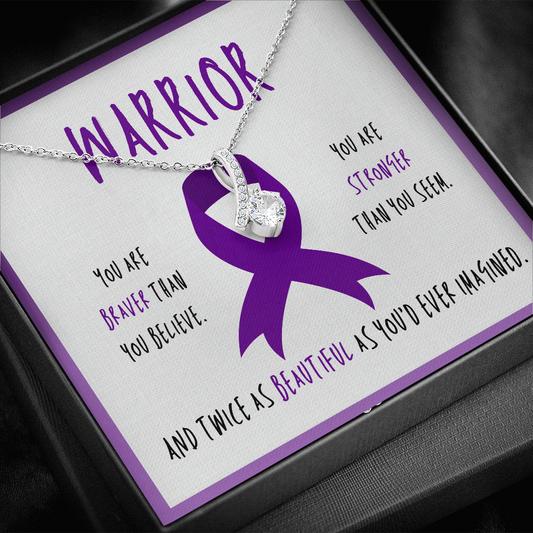 Fibromyalgia Warrior Ribbon Necklace Gift