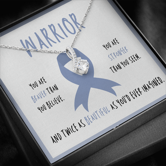 Stomach Cancer Warrior Ribbon Necklace Gift