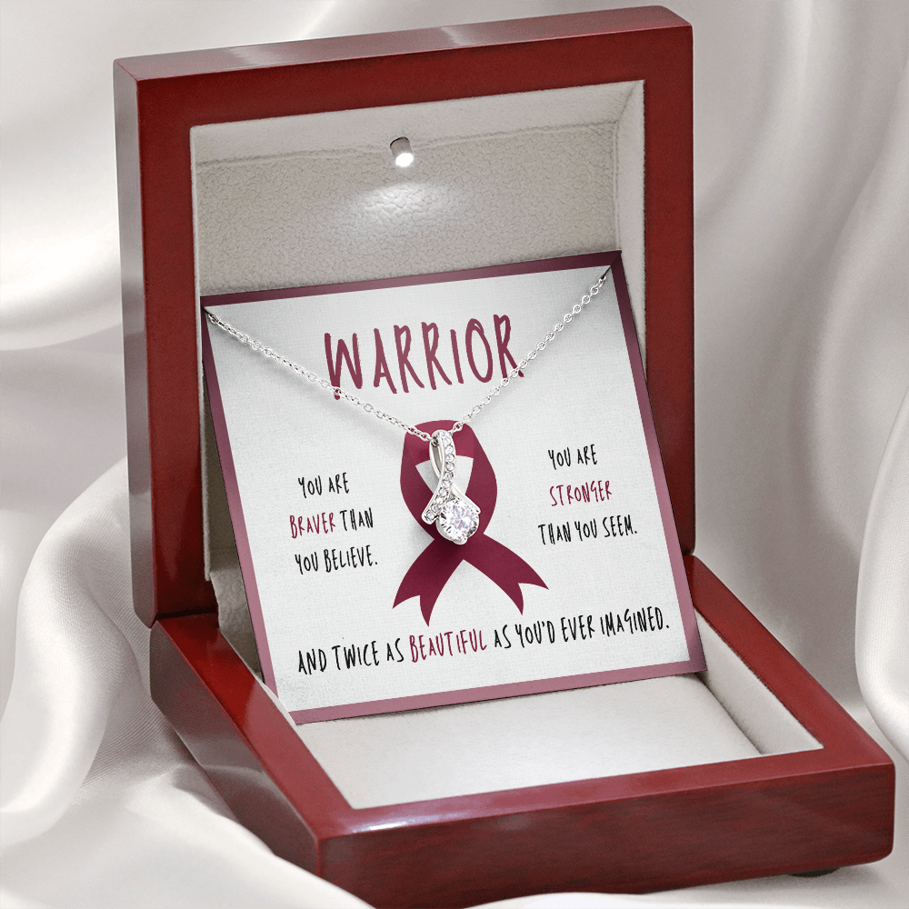 Multiple Myeloma Cancer Warrior Ribbon Pendant Necklace Gift