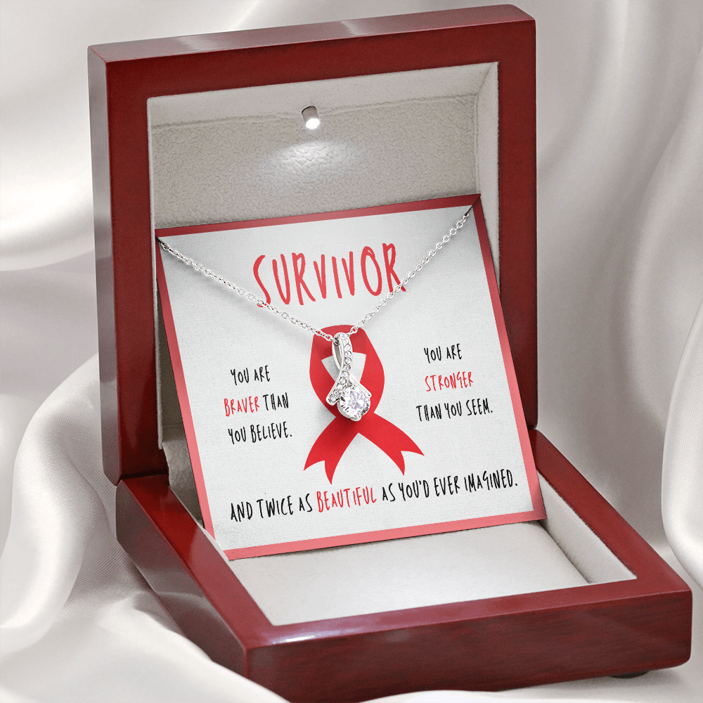 Blood Cancer Survivor Ribbon Pendant Necklace Gift
