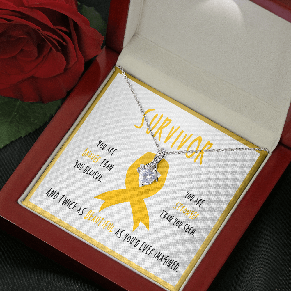 Appendix Cancer Survivor Ribbon Pendant Necklace Gift