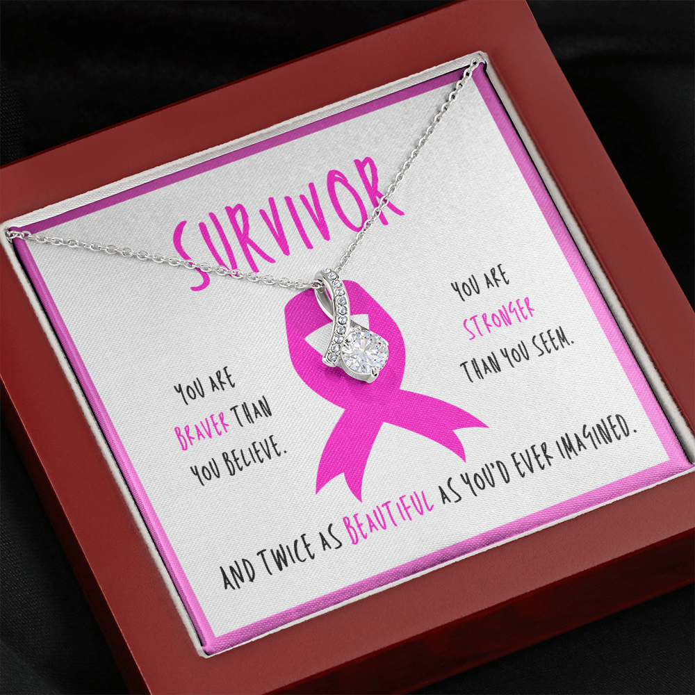 Breast cancer survivor  Ribbon Pendant Necklace Gift