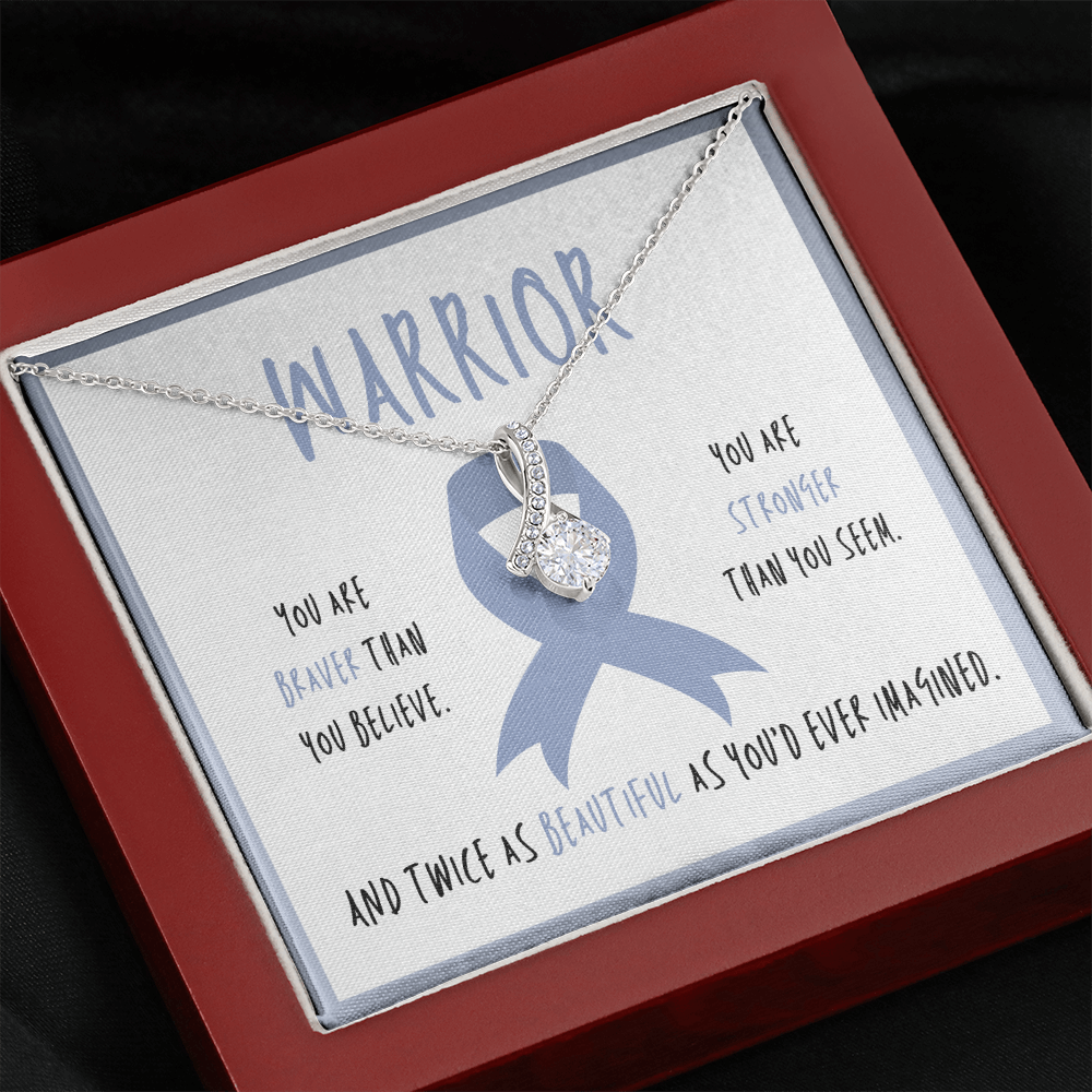 Esophageal Cancer Warrior Ribbon Pendant Necklace Gift